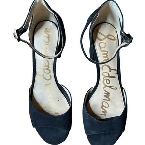 Sam Edelman open toe Block Heal black Suede heels size 9